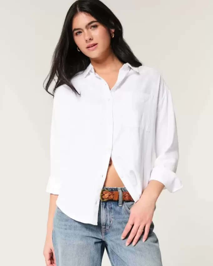 Oversized Linen-Blend Shirt