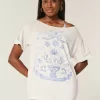 Oversized Off-the-Shoulder Graphic Tee Oversized Off-the-Shoulder Graphic Tee