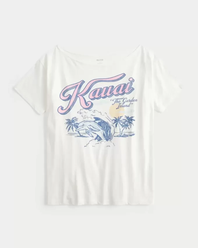 Oversized Off-the-Shoulder Kauai Graphic Tee