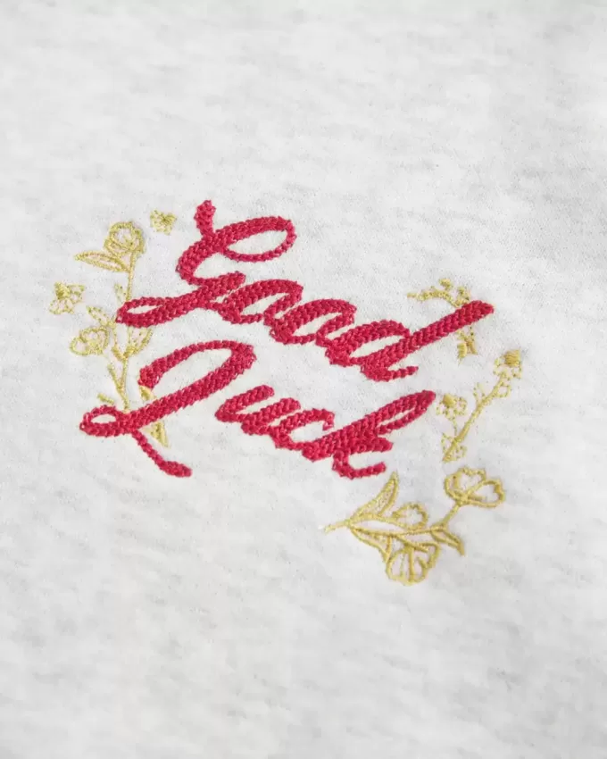 Oversized Off-the-Shoulder Lunar New Year Graphic Sweatshirt Oversized Off-the-Shoulder Lunar New Year Graphic Sweatshirt