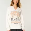 Oversized University of Texas Graphic Notch-Neck Sweatshirt