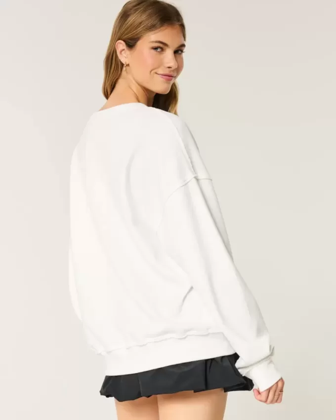 Oversized University of Texas Graphic Notch-Neck Sweatshirt