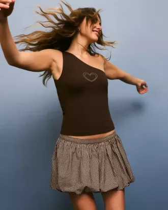 Plaid Bubble Mini Skirt