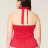 Pleated Open-Back Halter Top