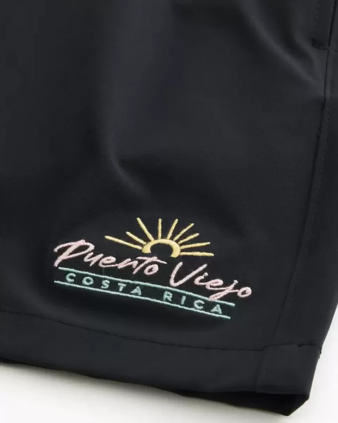 Puerto Viejo Graphic Mid-Thigh Volley Swim Trunks