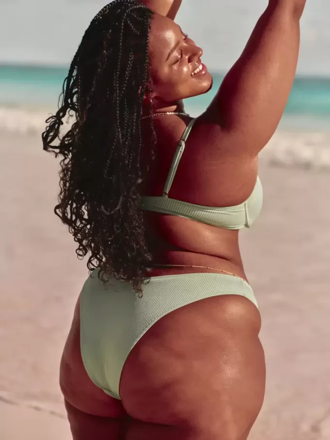 Ribbed High-Leg Cheekiest Bikini Bottom