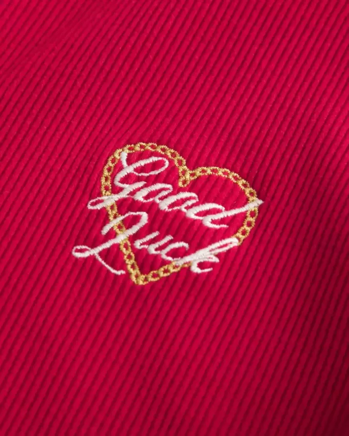 Ribbed Lunar New Year Graphic Half-Zip Top