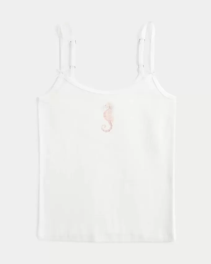 Ribbed Seahorse Graphic Cami Ribbed Seahorse Graphic Cami