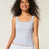 Ribbed Seamless Fabric Square-Neck Tank