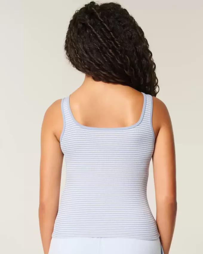 Ribbed Seamless Fabric Square-Neck Tank