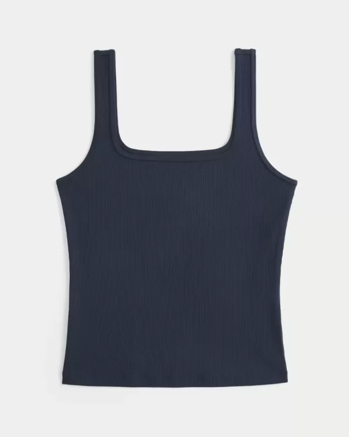 Ribbed Seamless Fabric Square-Neck Tank