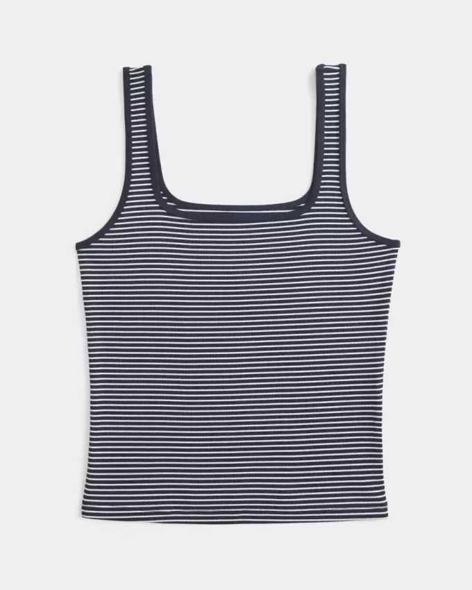Ribbed Seamless Fabric Square-Neck Tank