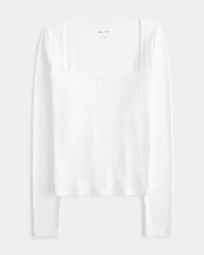 Ribbed Seamless Fabric Square-Neck Top Ribbed Seamless Fabric Square-Neck Top