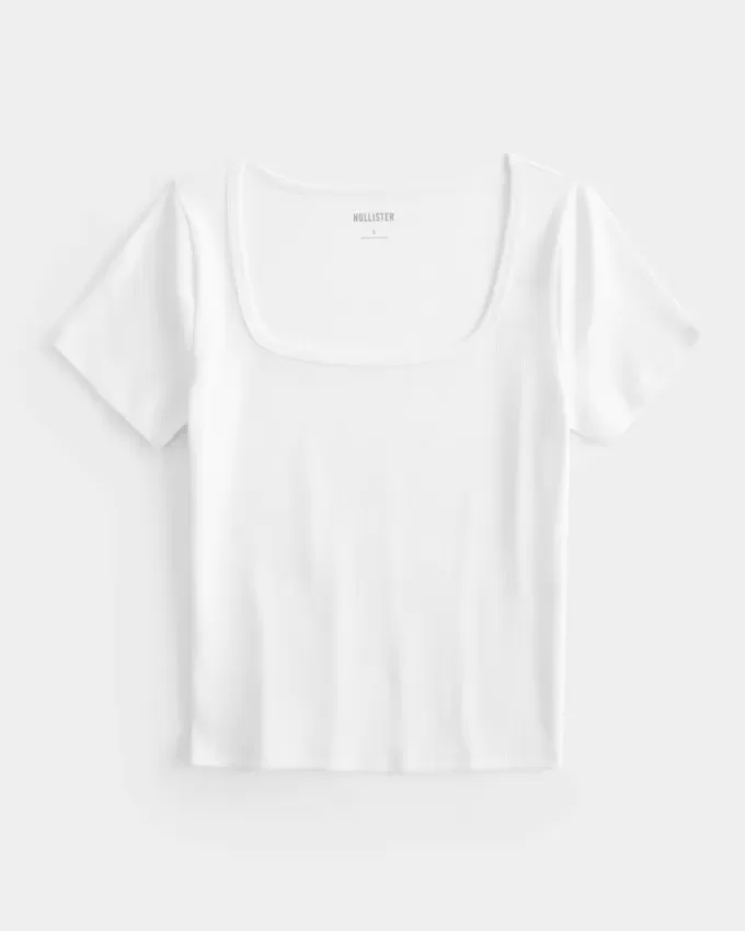 Ribbed Square-Neck Baby Tee Ribbed Square-Neck Baby Tee