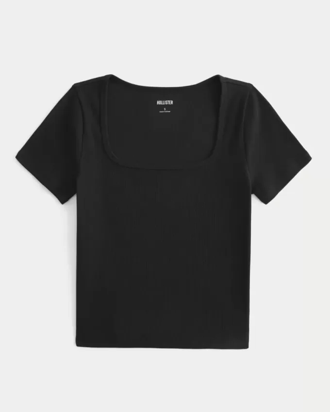 Ribbed Square-Neck Baby Tee