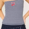 Ribbed Strapless Embroidered Cherry Tube Top