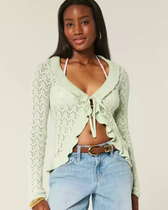 Ruffle Tie-Front Cardigan