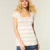 Short-Sleeve Henley Babydoll Top