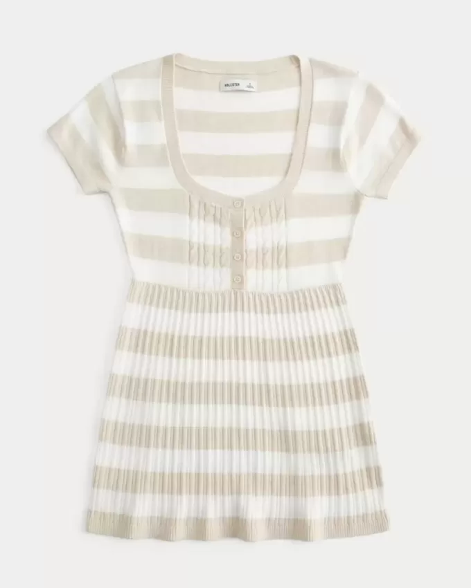 Short-Sleeve Henley Babydoll Top