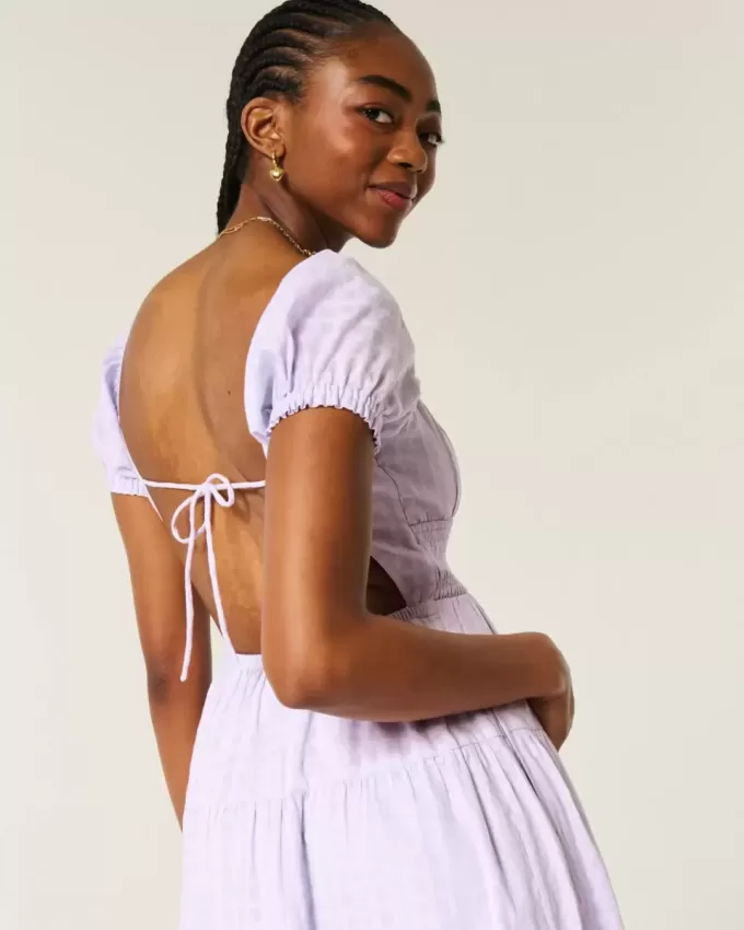 Short-Sleeve Open-Back Maxi Dress Short-Sleeve Open-Back Maxi Dress