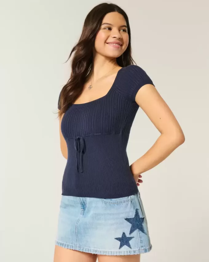 Short-Sleeve Square Neck Sweater Short-Sleeve Square Neck Sweater