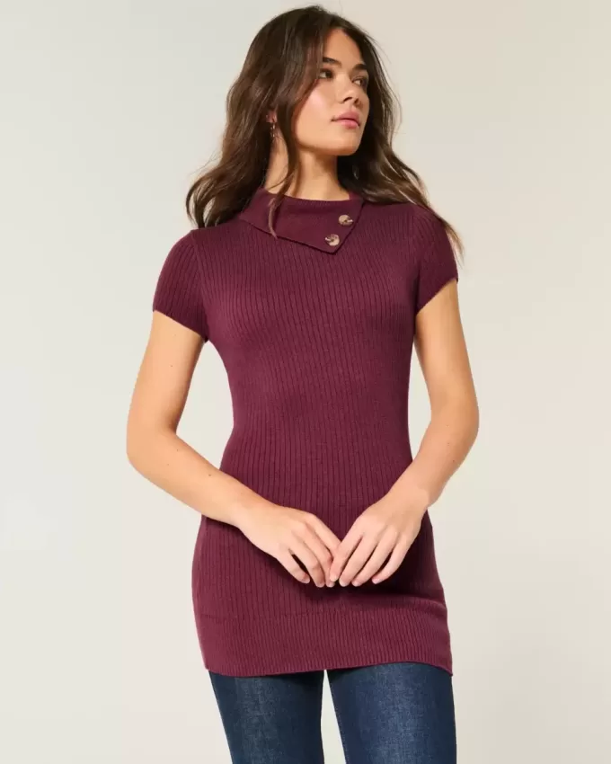 Short-Sleeve Tunic Sweater