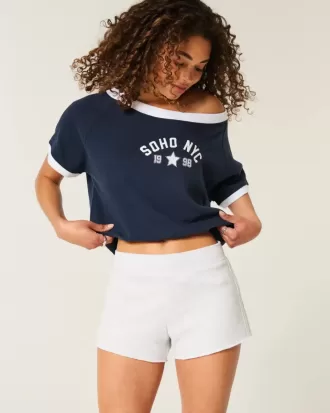Side Stripe Fleece Mini Shorts