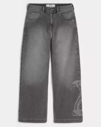 Snake Graphic Super Baggy Jeans