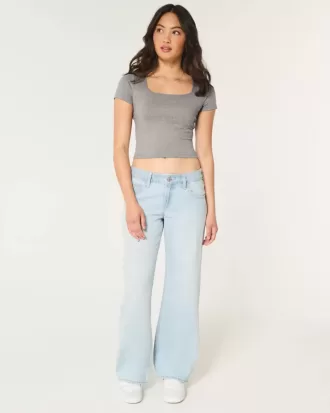 Soft Stretch Seamless Fabric Square-Neck Baby Tee