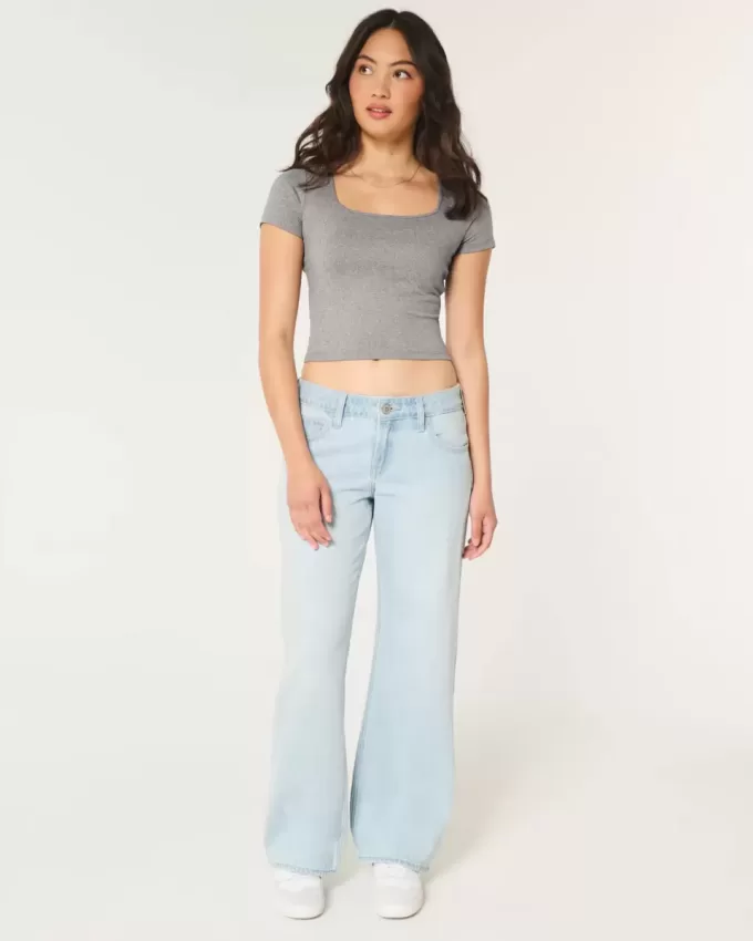 Soft Stretch Seamless Fabric Square-Neck Baby Tee