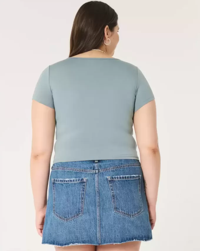 Soft Stretch Seamless Fabric Square Neck Baby Tee Soft Stretch Seamless Fabric Square Neck Baby Tee