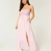 Strapless Crochet-Style Mix Maxi Dress Strapless Crochet-Style Mix Maxi Dress