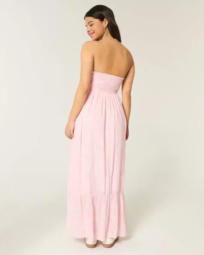 Strapless Crochet-Style Mix Maxi Dress Strapless Crochet-Style Mix Maxi Dress
