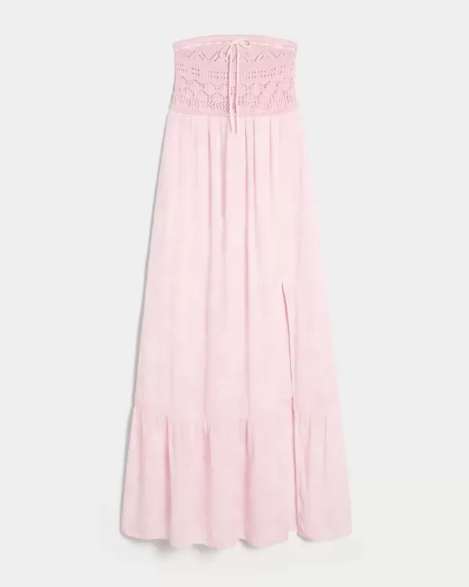 Strapless Crochet-Style Mix Maxi Dress Strapless Crochet-Style Mix Maxi Dress