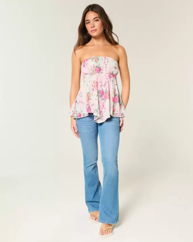 Strapless Handkerchief Hem Top