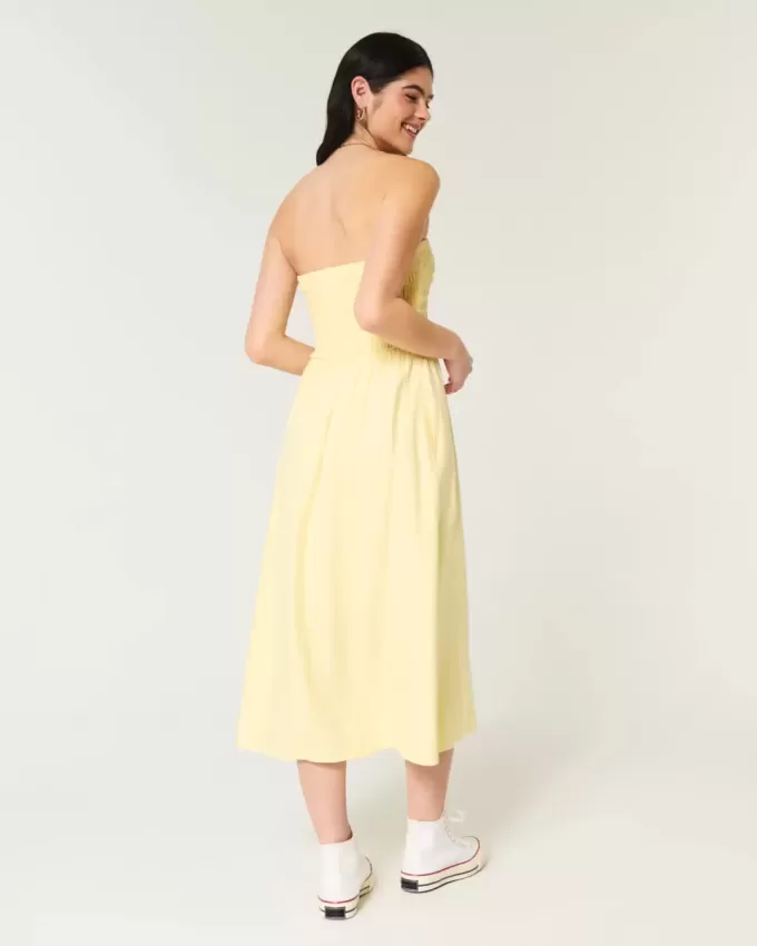 Strapless Linen-Blend Midi Dress Strapless Linen-Blend Midi Dress