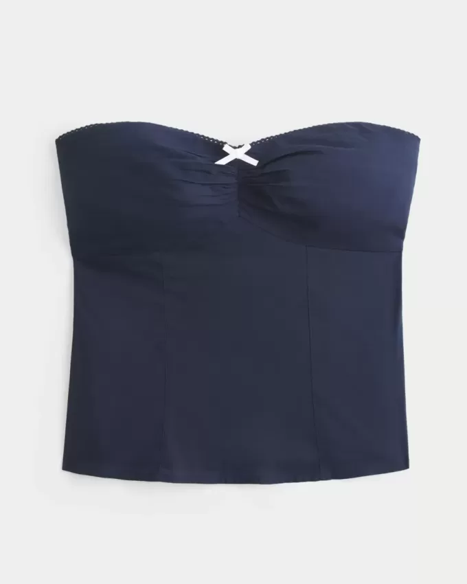 Strapless Picot Lace Trim Top Strapless Picot Lace Trim Top