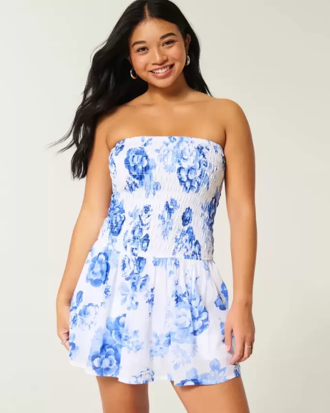 Strapless Smocked Bodice Mini Dress Strapless Smocked Bodice Mini Dress