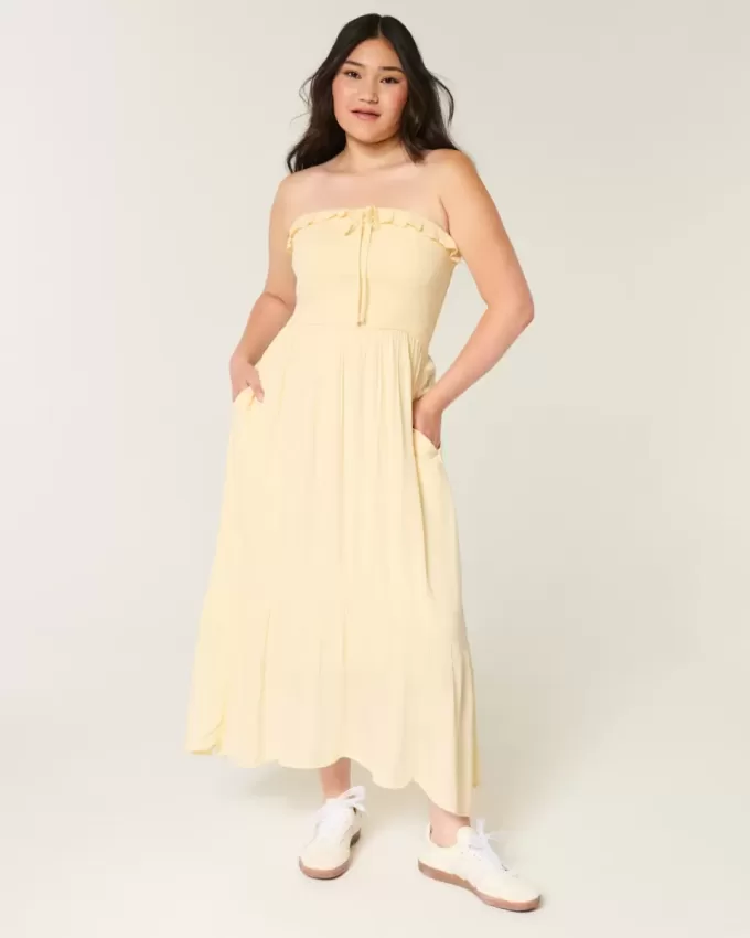 Strapless Smocked Maxi Dress