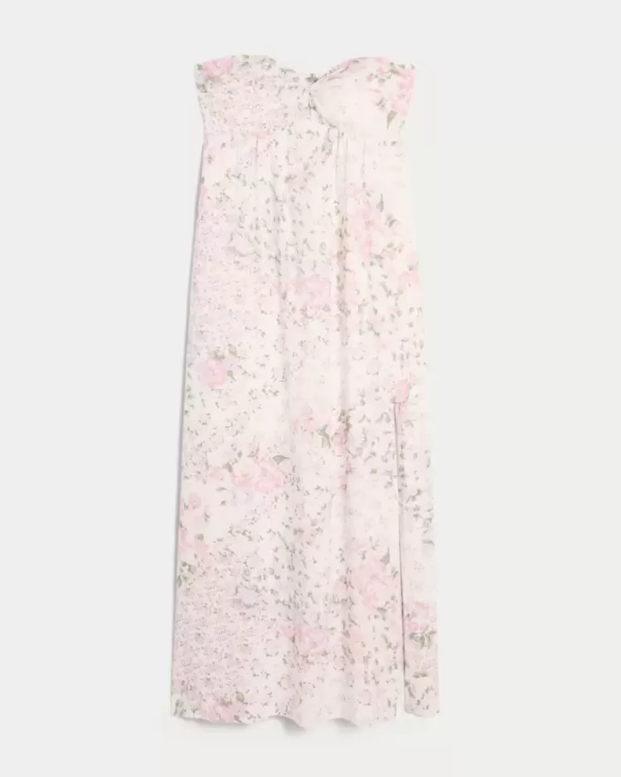 Strapless Twist Bust Maxi Dress