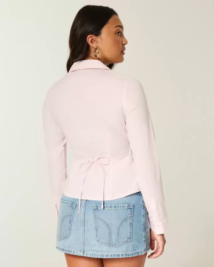 Stretch Poplin Button-Through Shirt