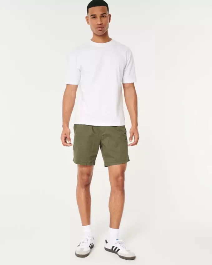 Twill Pull-On Shorts 7″