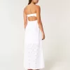 Twist Bust Eyelet Strapless Midi Dress