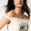 Twisted Off-the-Shoulder Velvet Valley Graphic Tee Twisted Off-the-Shoulder Velvet Valley Graphic Tee