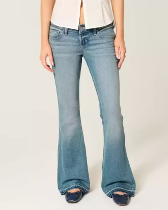 Ultra Low-Rise Medium Wash Flare Jeans