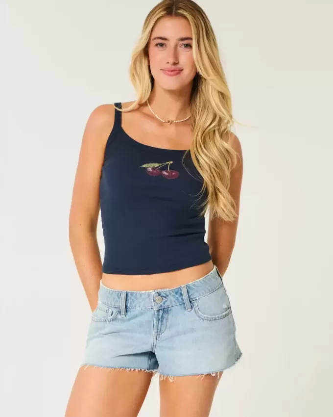 Ultra Low-Rise Ripped Medium Wash Mini Denim Shorts Ultra Low-Rise Ripped Medium Wash Mini Denim Shorts