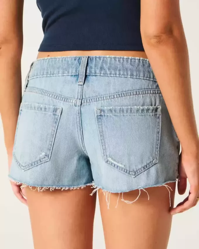 Ultra Low-Rise Ripped Medium Wash Mini Denim Shorts Ultra Low-Rise Ripped Medium Wash Mini Denim Shorts