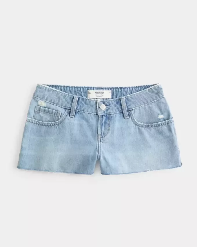 Ultra Low-Rise Ripped Medium Wash Mini Denim Shorts Ultra Low-Rise Ripped Medium Wash Mini Denim Shorts