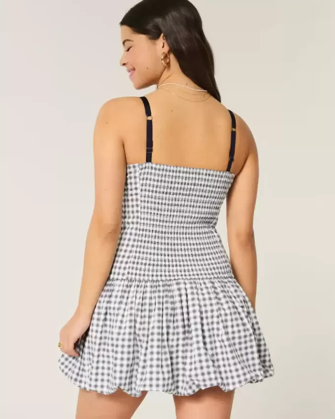 V-Neck Bubble Mini Dress