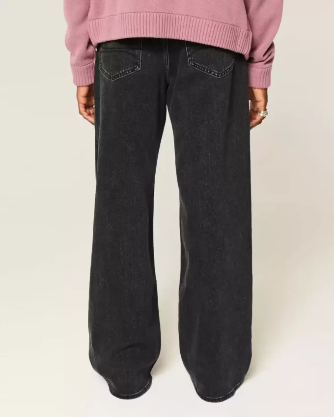 Washed Black Baggy Bootcut Jeans Washed Black Baggy Bootcut Jeans